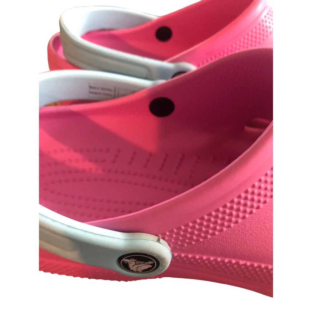 Crocs Classic Clogs Pink Blue Strap Mens 10 Womens 12 Comfort Slip On Shoes - Picture 9 of 9